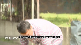 V Praze 10 se uklízela Kazašská ulice