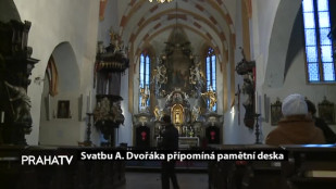 Svatbu A. Dvořáka přípomíná pamětní deska