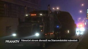 Vánoční strom dorazil na Staroměstské náměstí