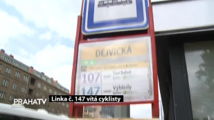Linka č. 147 vítá cyklisty 