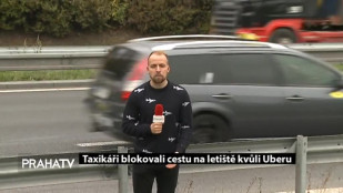 Taxikáři blokovali cestu na letiště kvůli Uberu