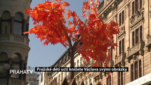 Pražské děti uctí knížete Václava svými obrázky