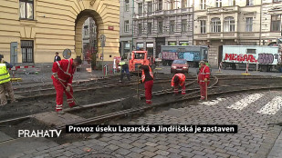 Provoz úseku Lazarská a Jindřišská je zastaven