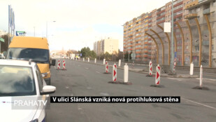 V ulici Slánská vzniká nová protihluková stěna