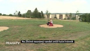 Na Zličíně neznámý vandal zničil luční trávník