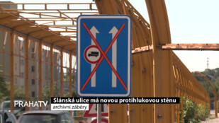 Slánská ulice má novou protihlukovou stěnu