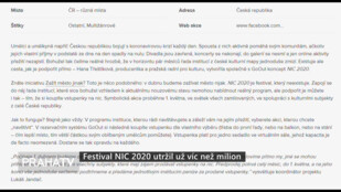 Festival NIC 2020 utržil už víc než milion