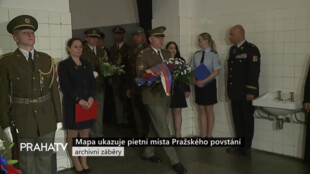 Mapa ukazuje pietní místa Pražského povstání