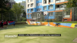 Hřiště v ulici Böhmova zdobí kresby sportovců