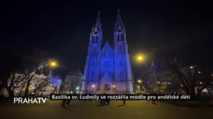 Bazilika sv. Ludmily se rozzářila modře pro andělské děti