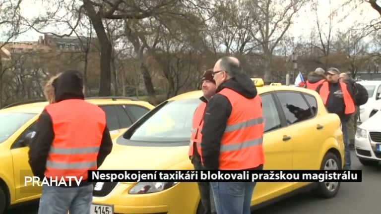 Nespokojení taxikáři blokovali pražskou magistrálu