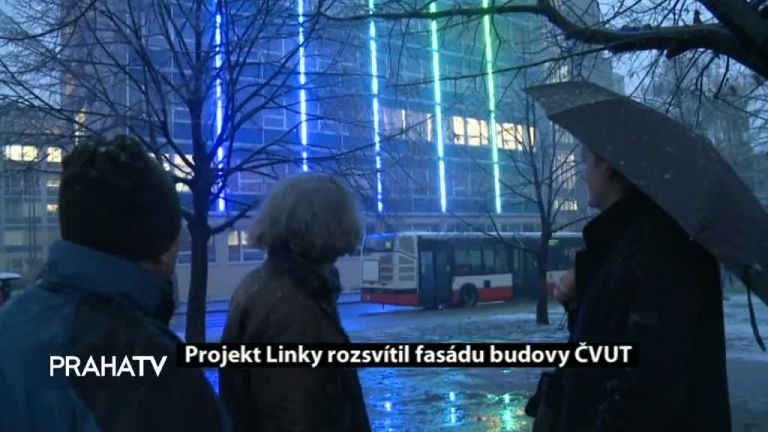 Projekt Linky rozsvítil fasádu budovy ČVUT