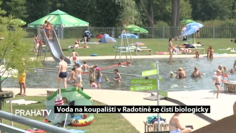 Voda na koupališti v Radotíně se čistí biologicky